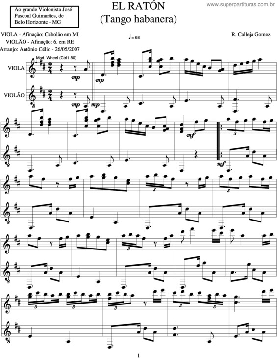 Partitura da música El Raton v.2