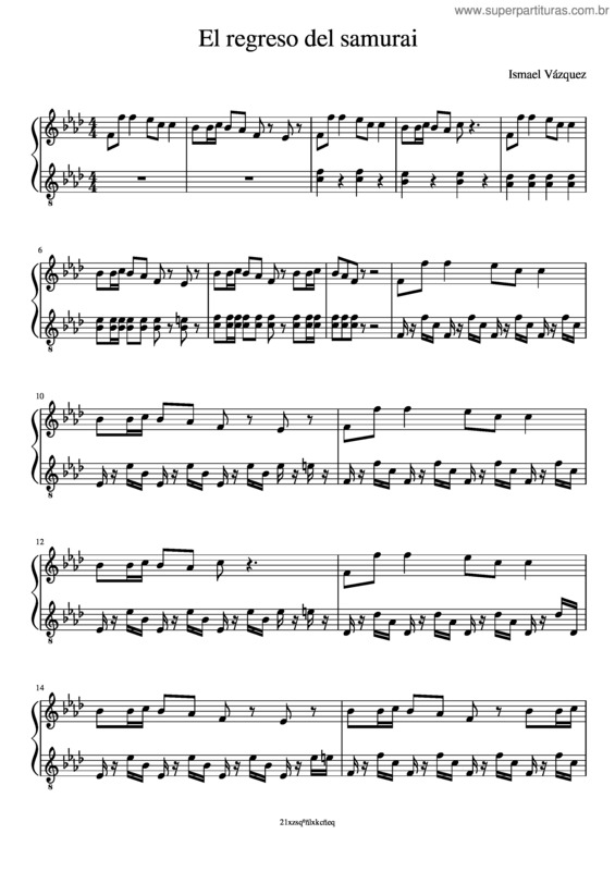 Partitura da música El Regreso Del Samurai