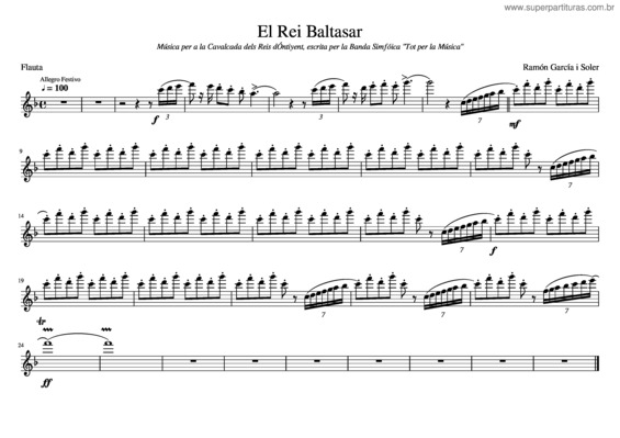 Partitura da música El Rei Baltasar