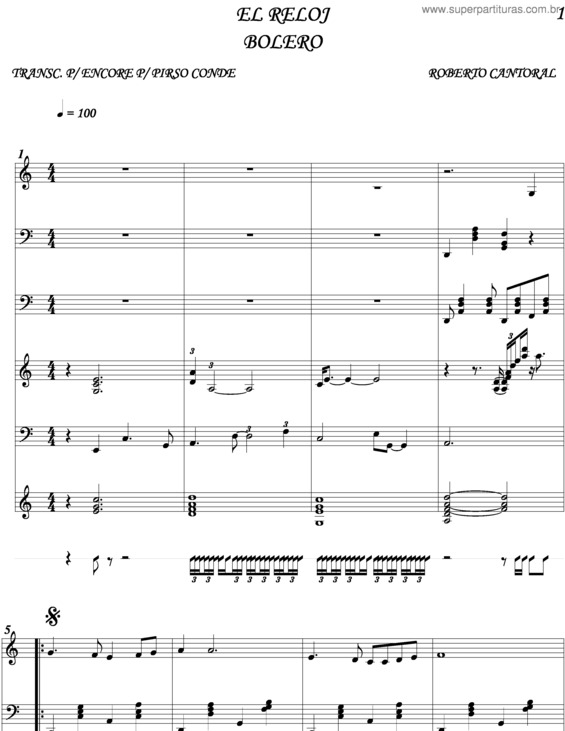 Partitura da música El Reloj v.4