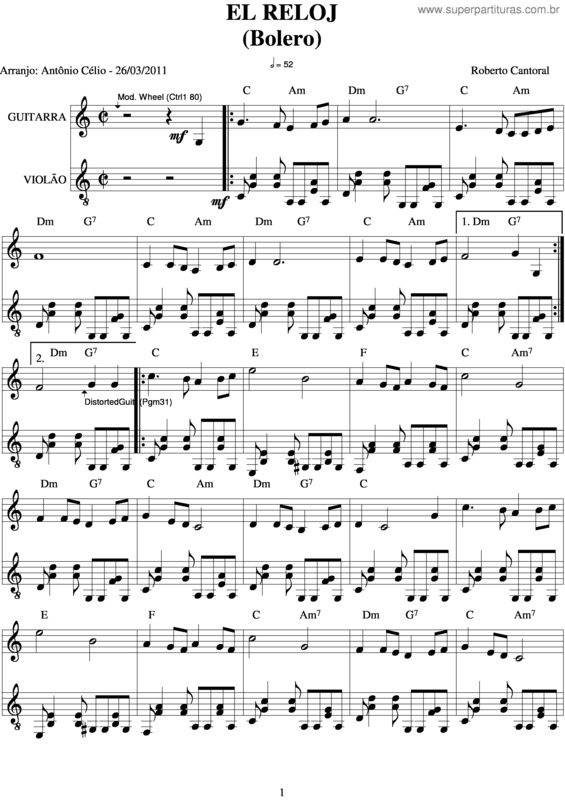 Partitura da música El Reloj v.6