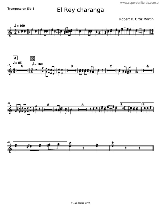 Partitura da música El Rey – José Alfredo Jiménez
