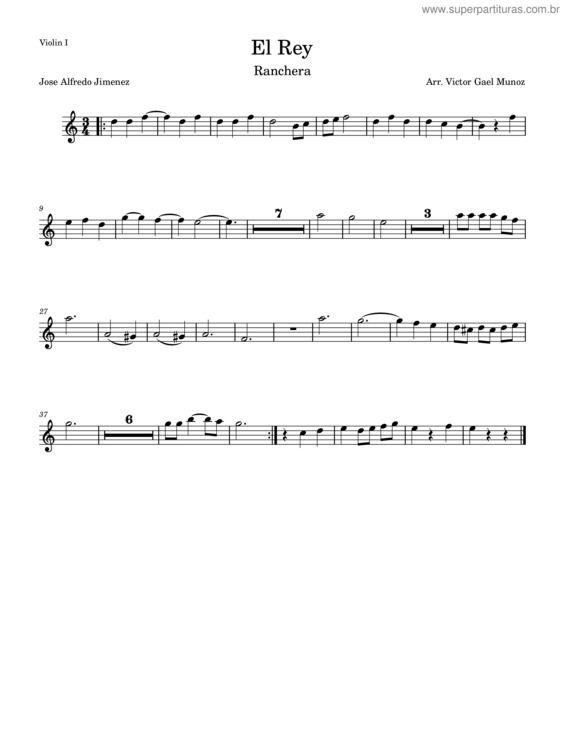 Partitura da música El Rey – Violin I