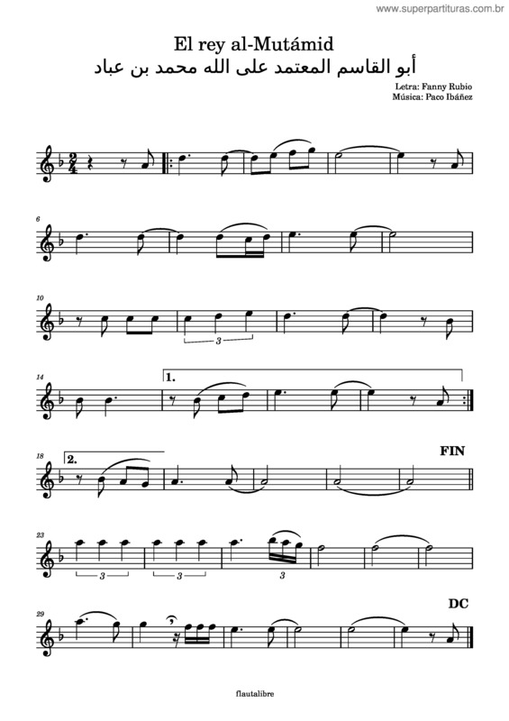 Partitura da música El Rey Almutamid – Paco Ibáñez