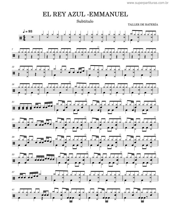 Partitura da música El Rey Azul –Emmanuel