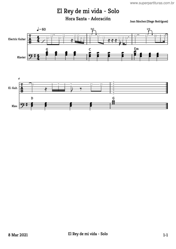 Partitura da música El Rey De Mi Vida – Solo