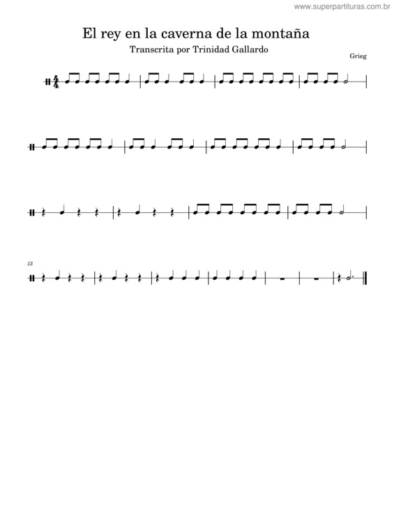 Partitura da música El Rey En La Caverna De La Montaña