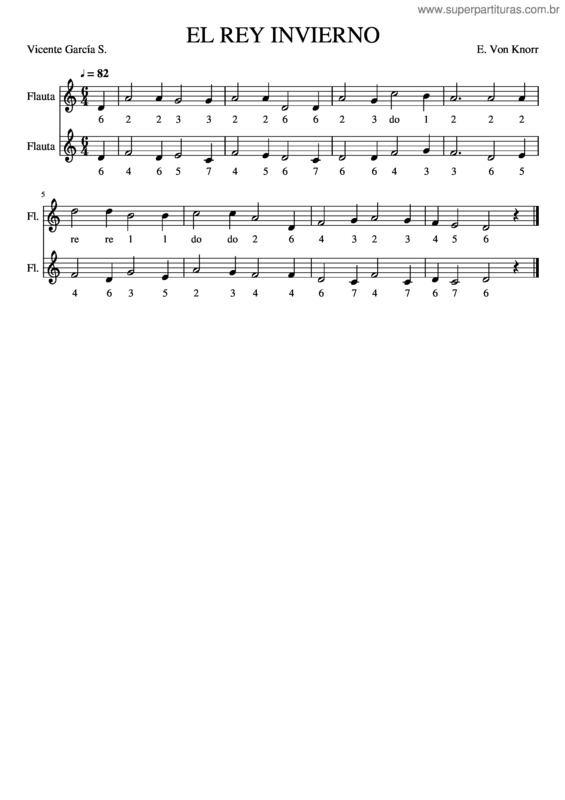 Partitura da música El Rey Invierno