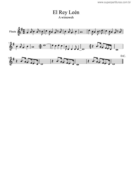 Partitura da música El Rey Leon v.3