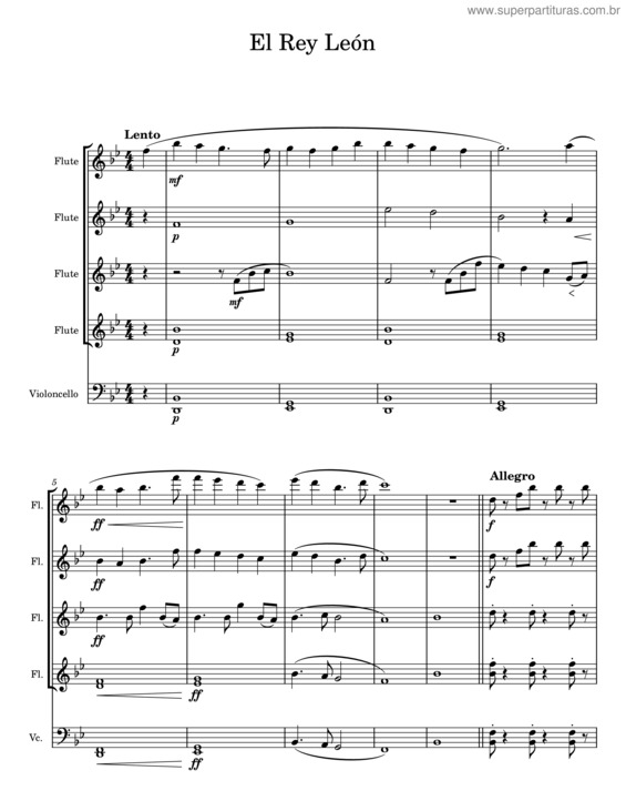 Partitura da música El Rey León v.5