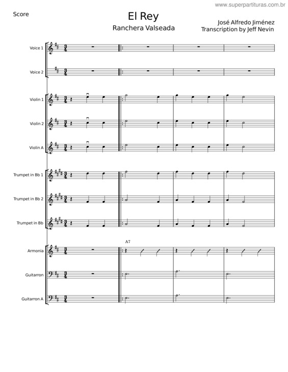 Partitura da música El Rey v.4