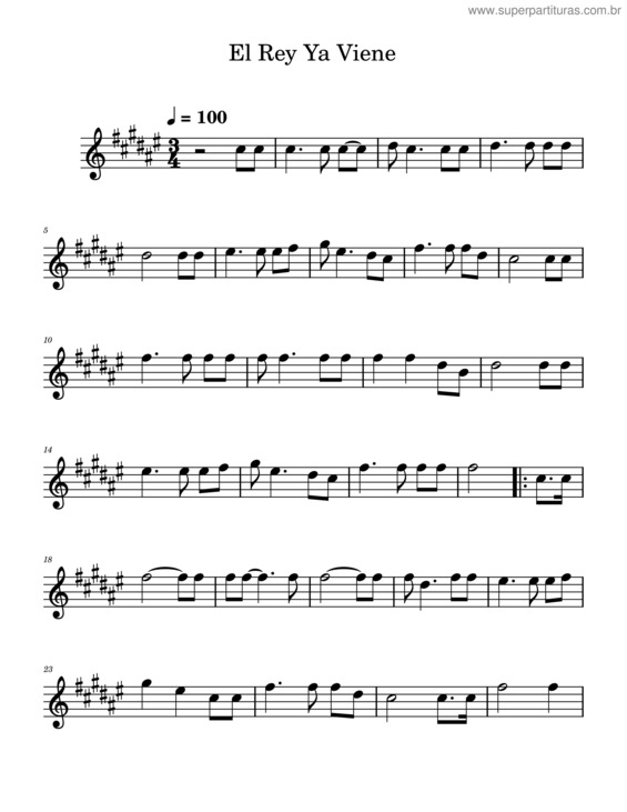 Partitura da música El Rey Ya Viene – Generacion De Jesus 126 El Rey Ya Viene