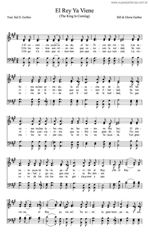 Partitura da música El Rey Ya Viene