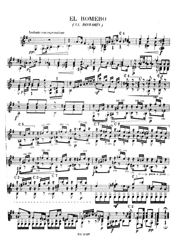 Partitura da música El Romero