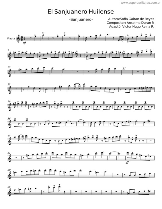 Partitura da música El Sanjuanero Huilense v.2
