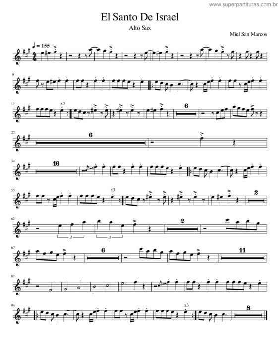 Partitura da música El Santo De Israel – Miel San Marcos