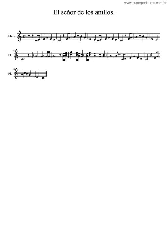 Partitura da música El Señor De Los Anillos.