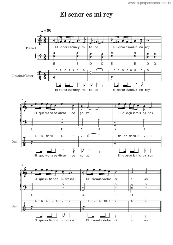 Partitura da música El Señor Es Mi Rey – Miel San Marcos El Senor Es Mi Rey