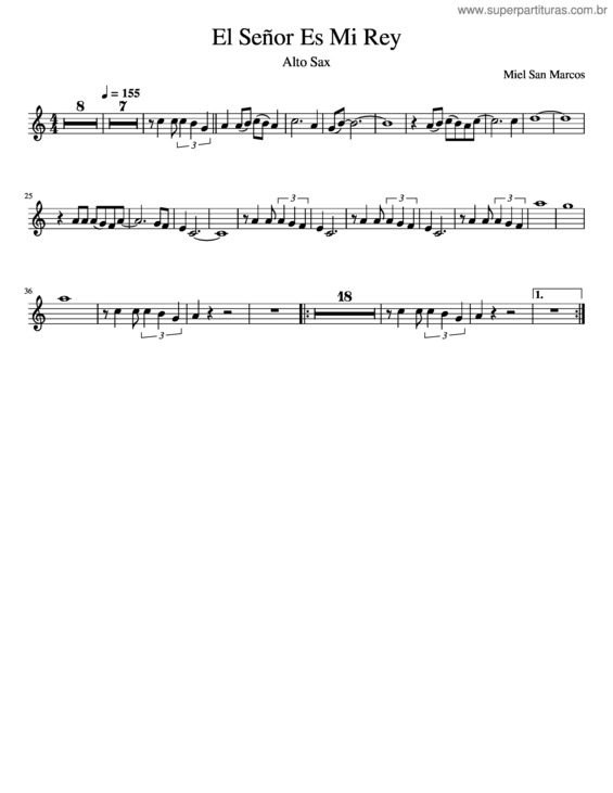Partitura da música El Señor Es Mi Rey – Miel San Marcos