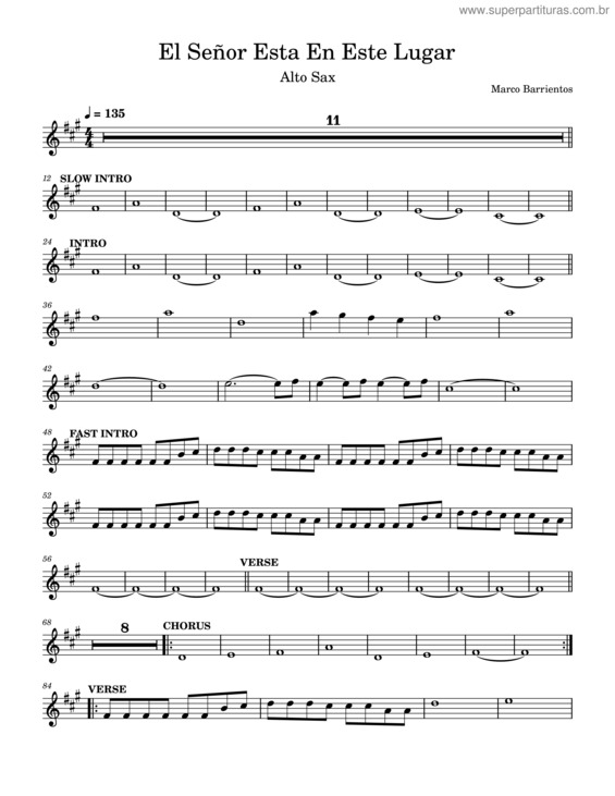 Partitura da música El Señor Está En Este Lugar – Marco Barrientos
