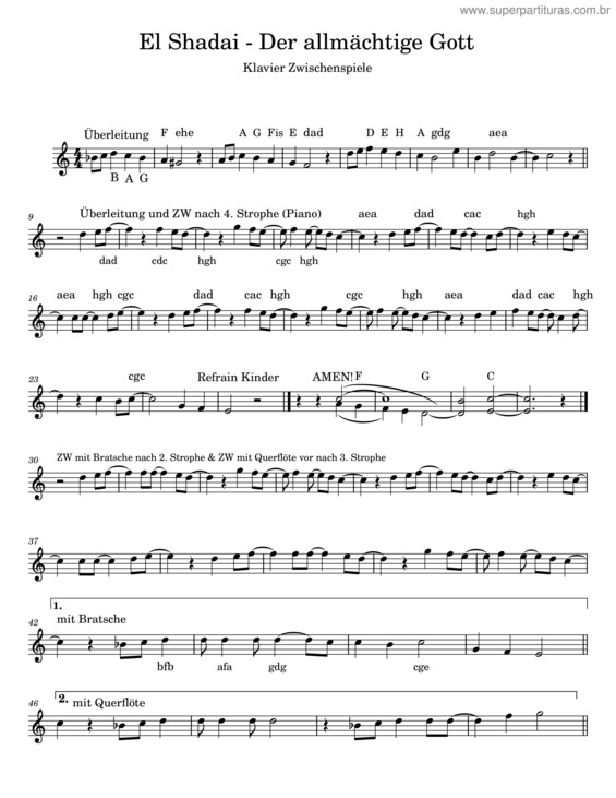 Partitura da música El Shadai