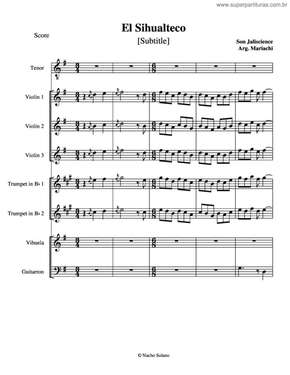 Partitura da música El Sihualteco