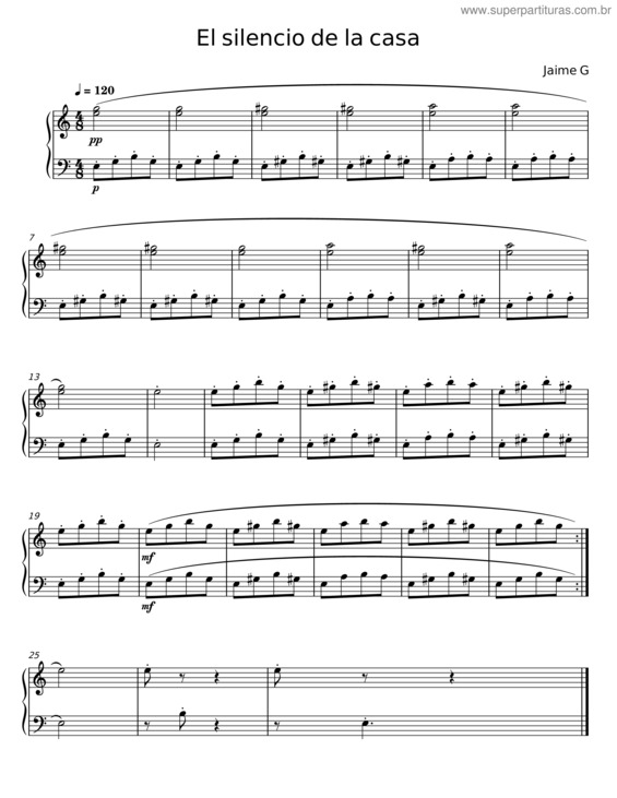Partitura da música El Silencio De La Casa – Jaime G
