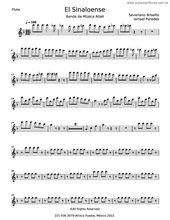Partitura da música El Sinaloense – Pedro Fernández