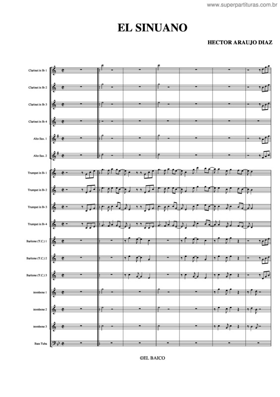 Partitura da música El Sinuano