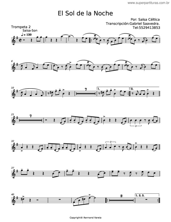 Partitura da música El Sol De La Noche – Salsa Céltica v.3