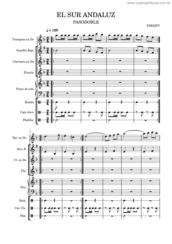 Partitura da música El Sur Andaluz Pasodoble