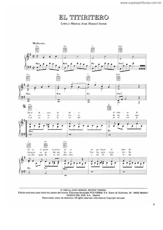 Partitura da música El Titiritero