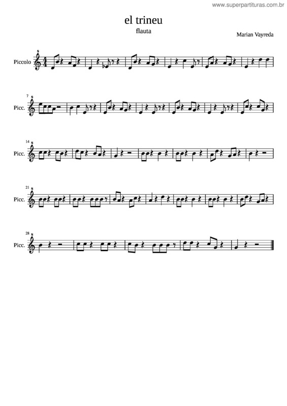 Partitura da música El Trineu