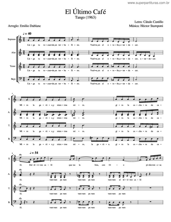 Partitura da música El Último Cafe v.2