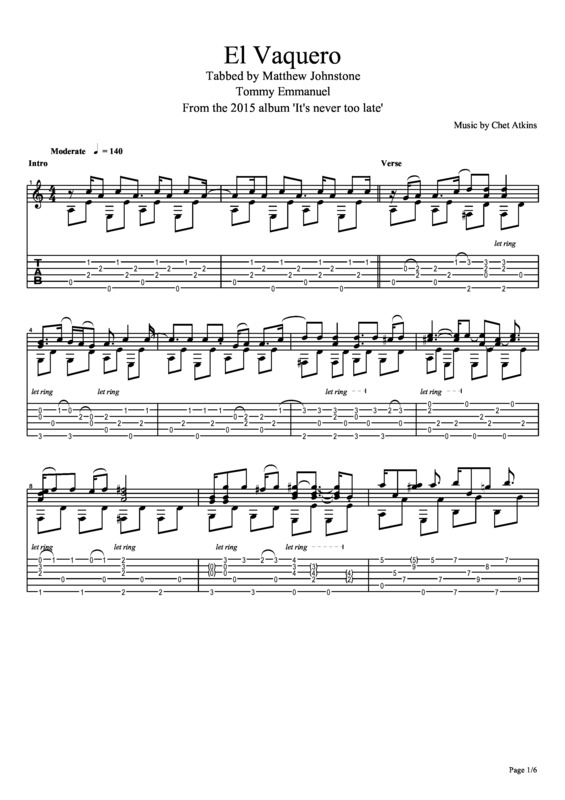 Partitura da música El Vaquero