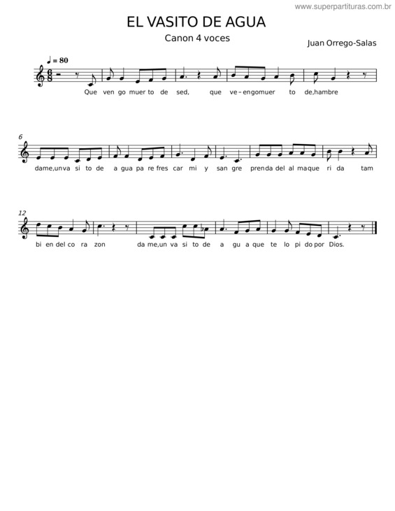 Partitura da música El Vasito De Agua