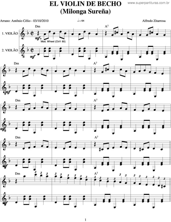 Partitura da música El Violin De Becho