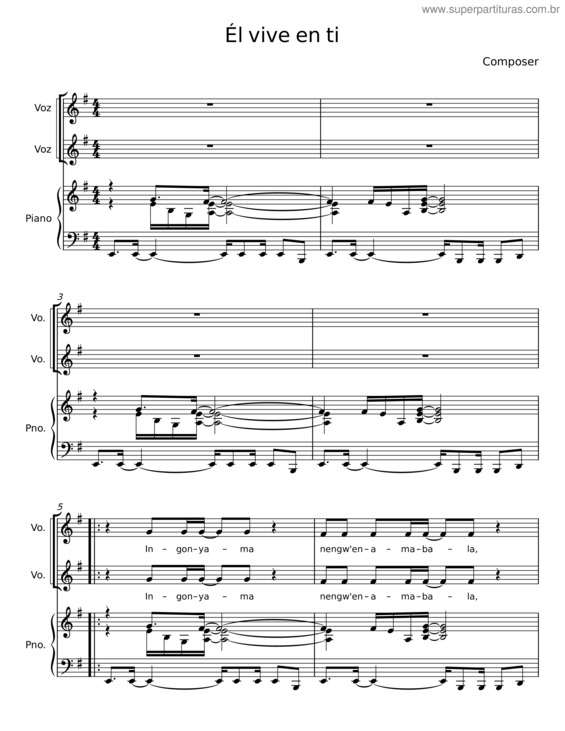 Partitura da música Él Vive En Ti