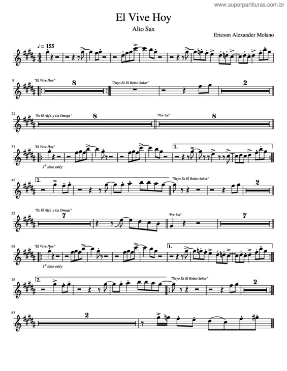 Partitura da música El Vive Hoy
