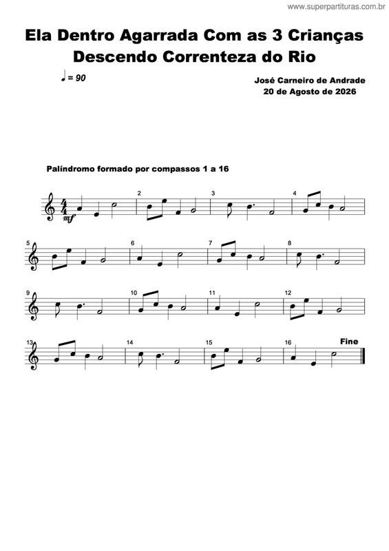Partitura da música Ela Dentro Agarrada Com As 3 Crianças
