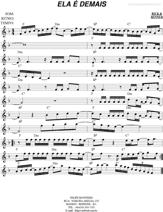 Partitura da música Ela É Demais