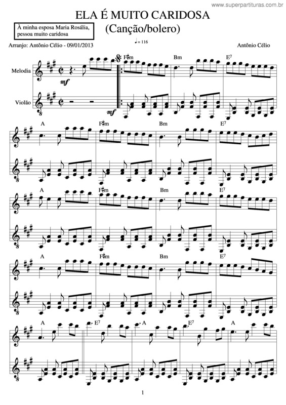 Partitura da música Ela É Muito Caridosa