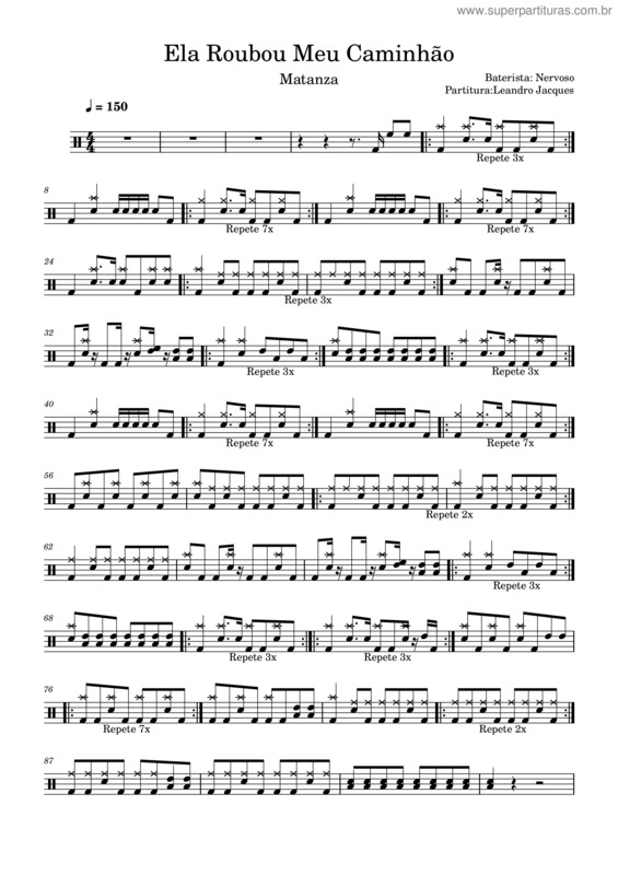 Partitura da música Ela Roubou Meu Caminhao – Matanza .