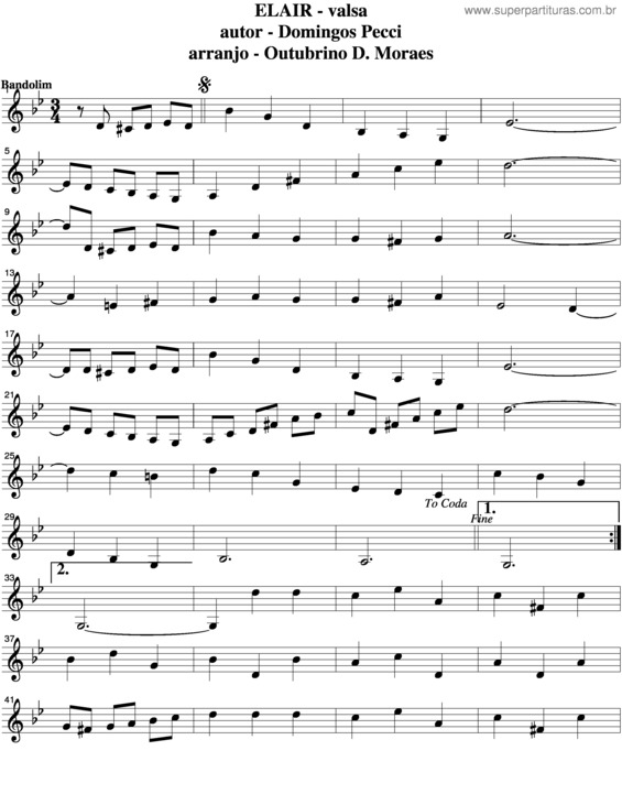 Partitura da música Elair