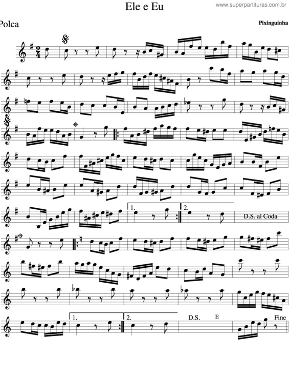 Partitura da música Ele E Eu v.3