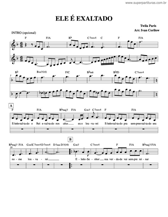 Partitura da música Ele É Exaltado v.2