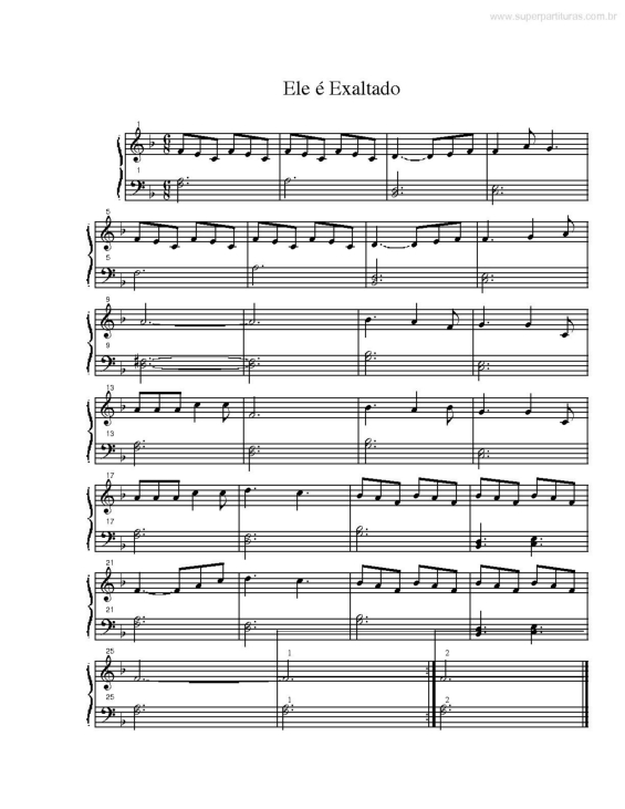 Partitura da música Ele é Exaltado