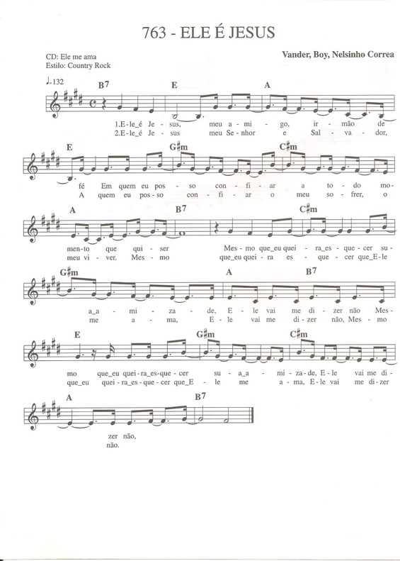 Partitura da música Ele É Jesus