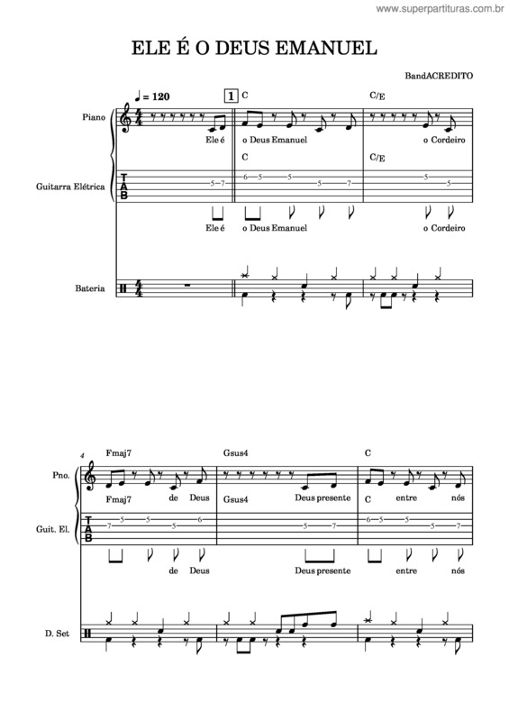 Partitura da música Ele É O Deus Emanuel