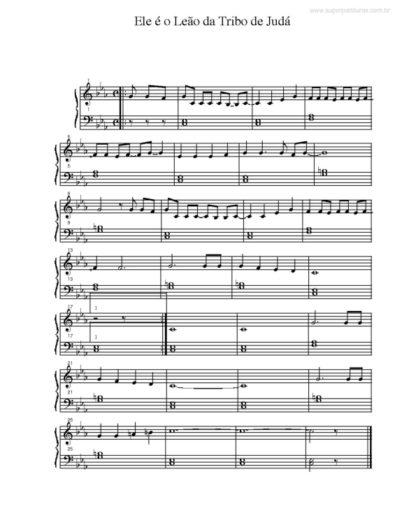 Partitura da música Ele é o Leão da Tribo de Judá